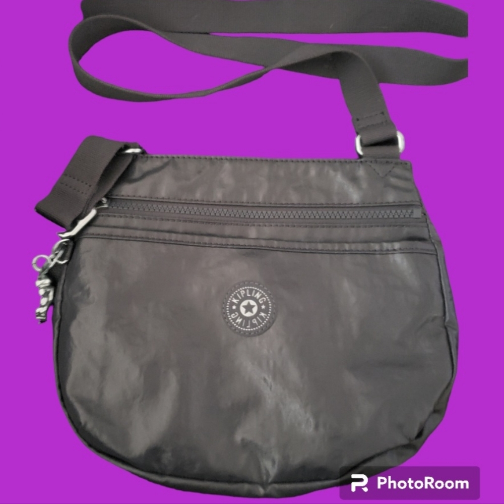NWOT Grey coated nylon Kipling crossbody